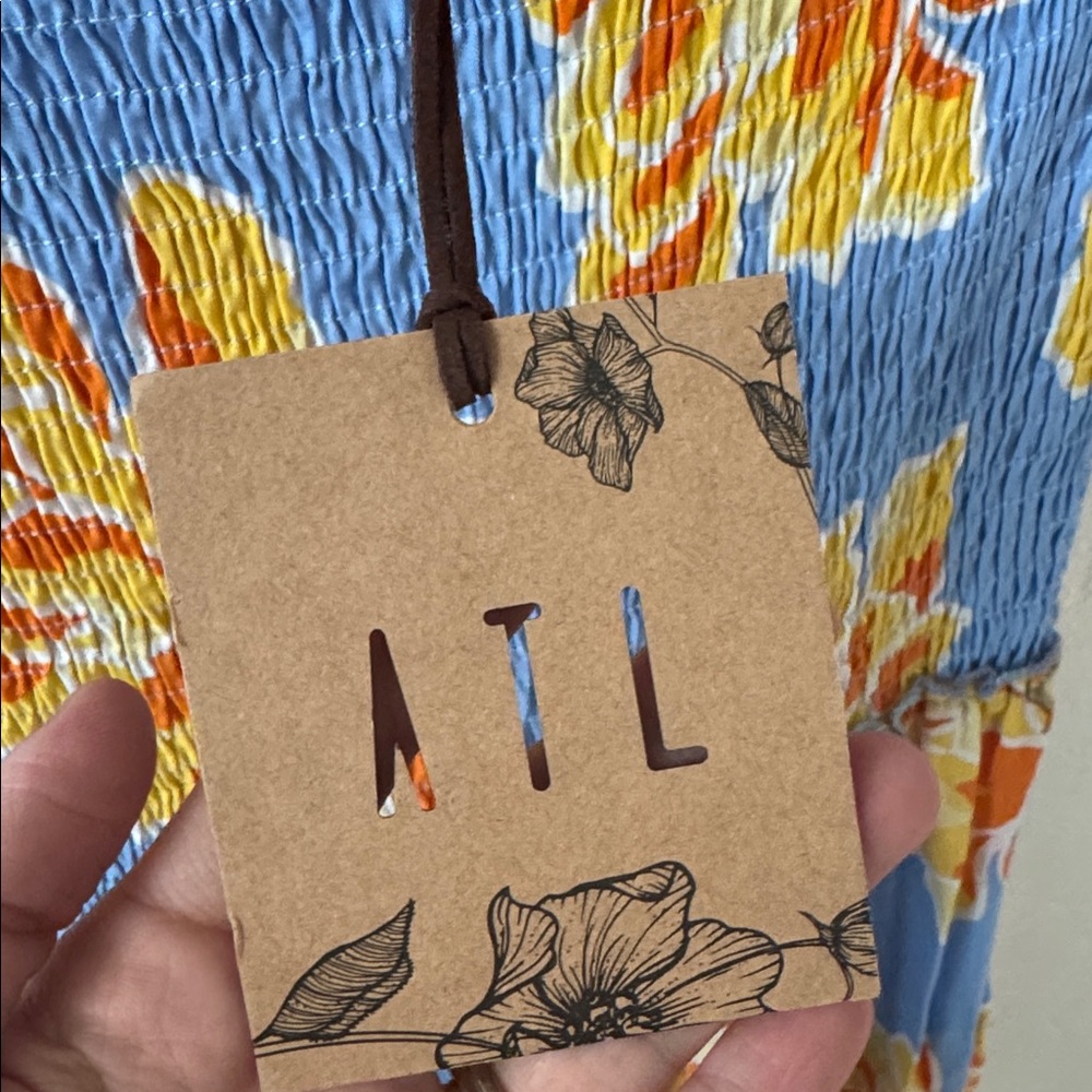 Abel the Label Blue Orange Yellow Tropical Floral Tube Dress Size Medium NWT - Picture 4 of 4